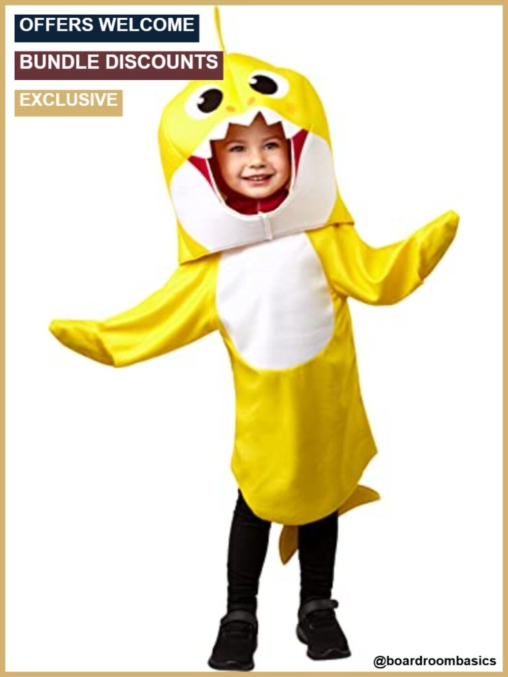 Baby Shark Toddler Costume 4T Tunic Headpiece Unisex Dress Up
